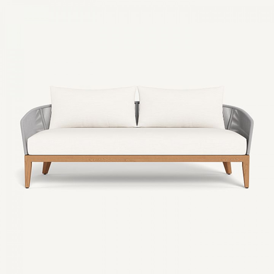 Harbour Avalon 2 Seat Sofa - Teak Natural, Panama Blanco, Rope Light Gray
