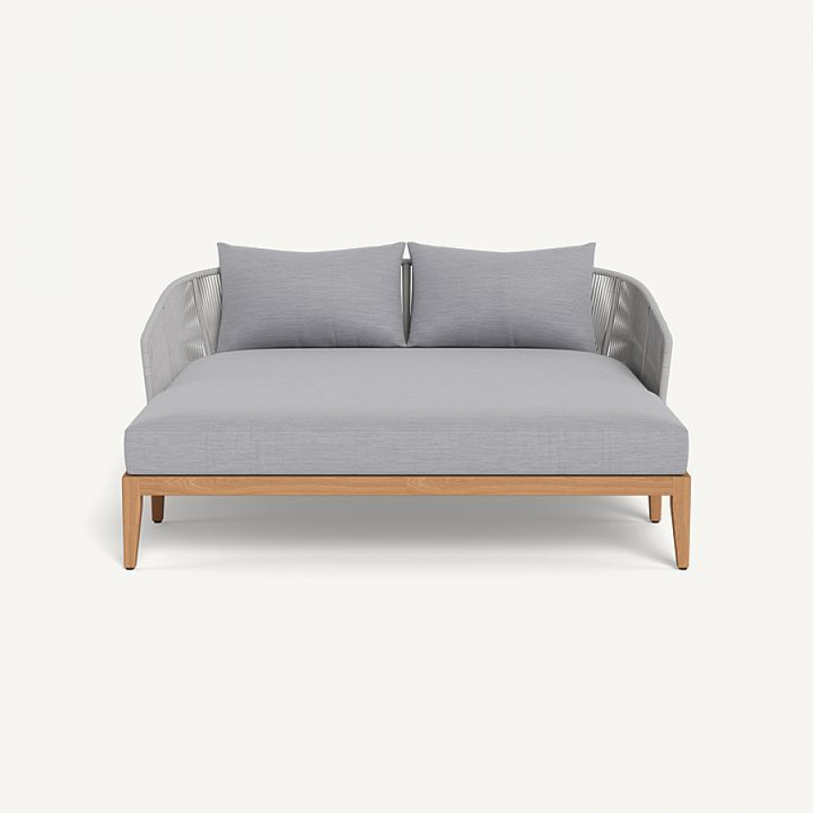 Harbour Avalon Daybed - Teak Natural / Panama Cloud / Rope Light Gray