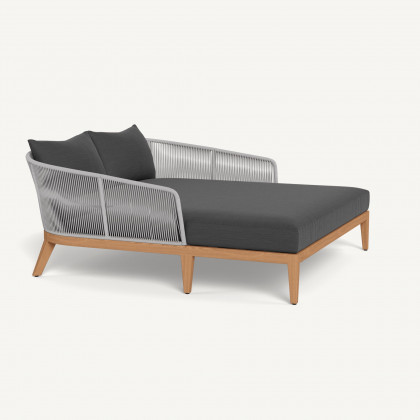 Harbour Avalon Daybed - Teak Natural / Panama Grafito / Rope Light Gray