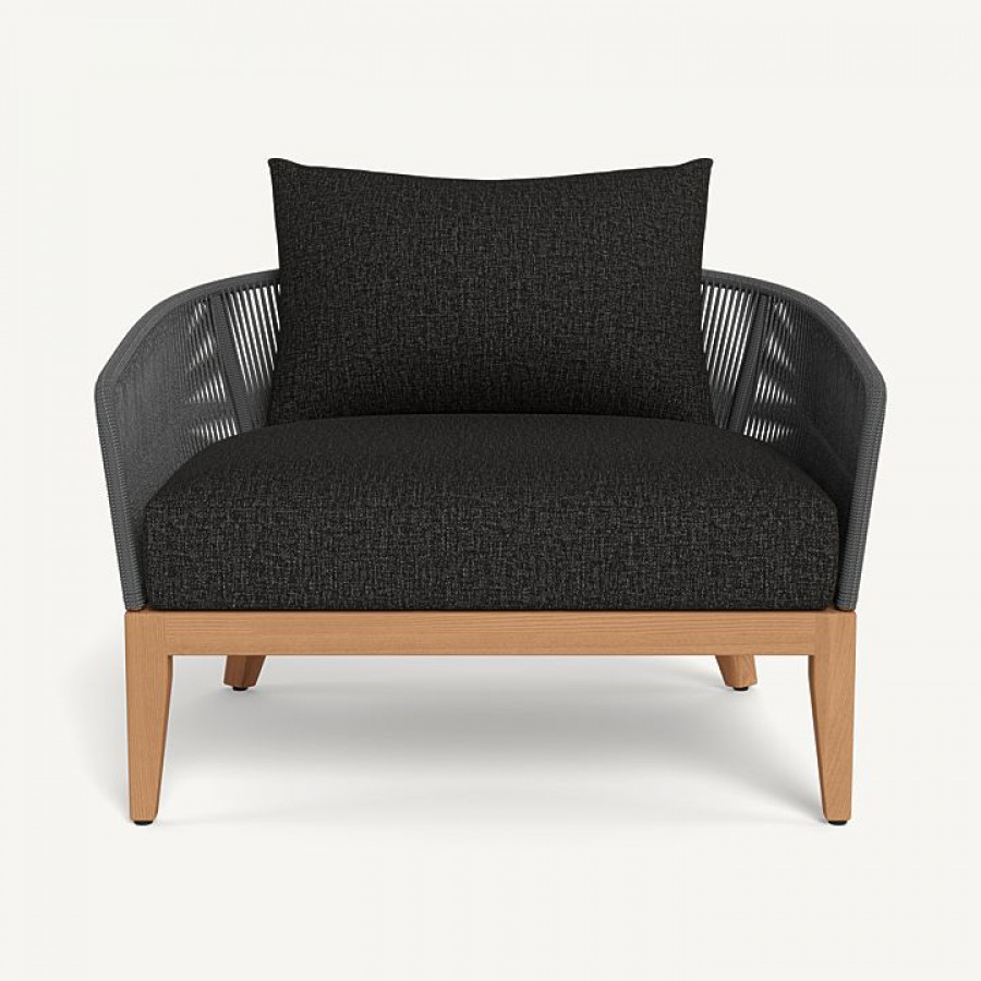 Harbour Avalon Lounge Chair - Teak Natural / Copacabana Midnight / Rope Dark Gray