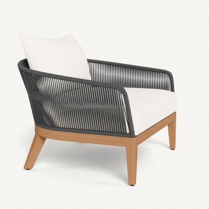 Harbour Avalon Lounge Chair - Teak Natural / Panama Blanco / Rope Dark Gray
