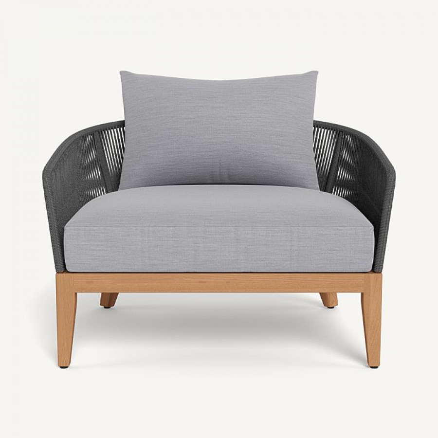 Harbour Avalon Lounge Chair - Teak Natural / Panama Cloud / Rope Dark Gray