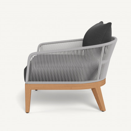 Harbour Avalon Lounge Chair - Teak Natural / Panama Grafito / Rope Light Gray