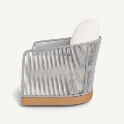 Harbour Avalon Swivel Lounge Chair - Teak Natural / Panama Blanco / Rope Light Gray