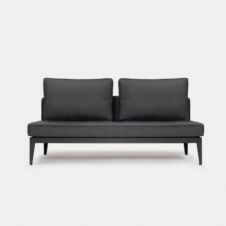 Harbour Balmoral 2 Seat Armless Sofa - Aluminum Asteroid, Panama Grafito, Strapping Taupe