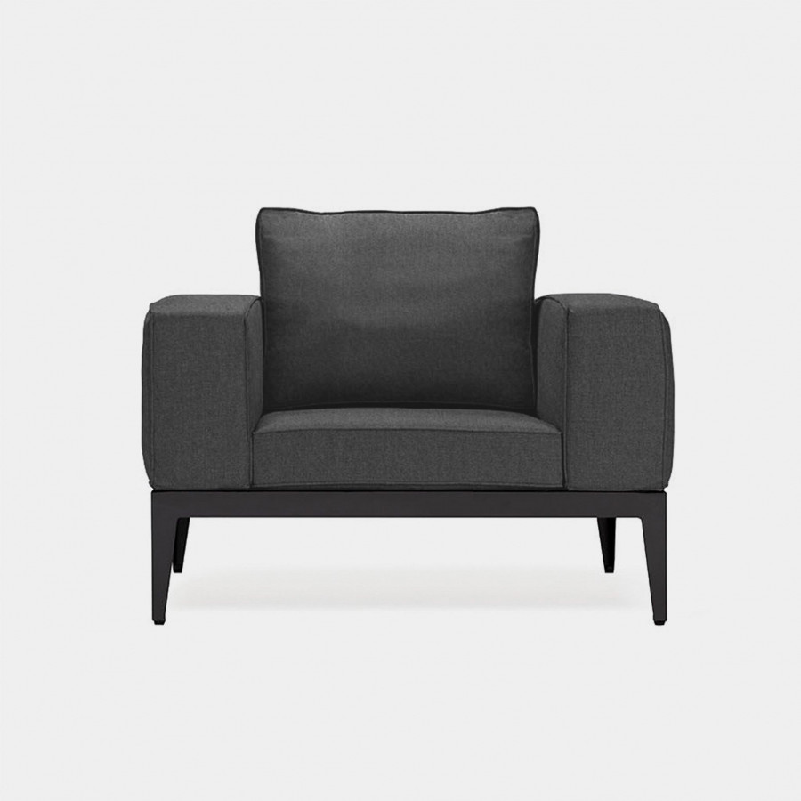 Harbour Balmoral Lounge Chair - Aluminum Asteroid, Panama Grafito, Strapping Taupe