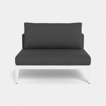 Harbour Balmoral Armless Single - Aluminum Asteroid, Panama Blanco, Strapping Taupe
