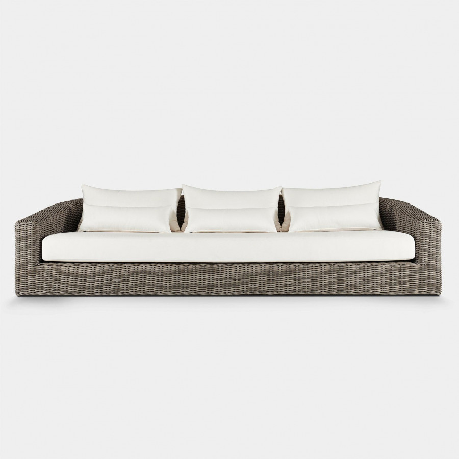 Harbour Barcelona 3 Seat Sofa - Wicker Gray, Siesta Ivory