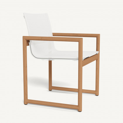 Harbour Breeze Xl Teak Dining Chair - Teak Natural / Batyline White