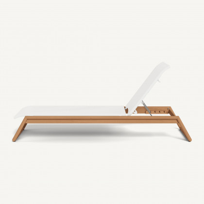 Harbour Breeze Xl Teak Stacking Sun Lounge in Teak Natural / Batyline White
