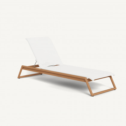 Harbour Breeze Xl Teak Stacking Sun Lounge in Teak Natural / Batyline White
