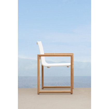 Harbour Breeze Xl Teak Stacking Sun Lounge in Teak Natural / Batyline White