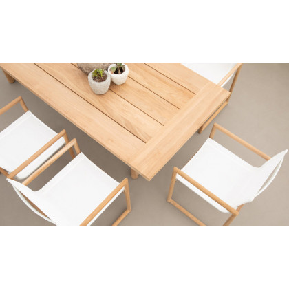 Harbour Breeze Xl Teak Stacking Sun Lounge in Teak Natural / Batyline White