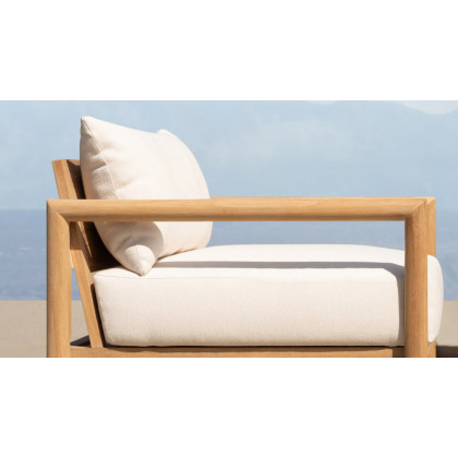 Harbour Breeze Xl Teak Stacking Sun Lounge in Teak Natural / Batyline White