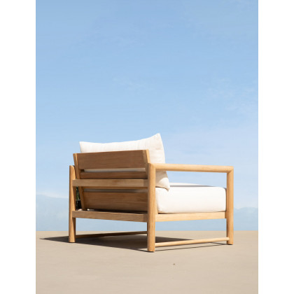 Harbour Breeze Xl Teak Stacking Sun Lounge in Teak Natural / Batyline White