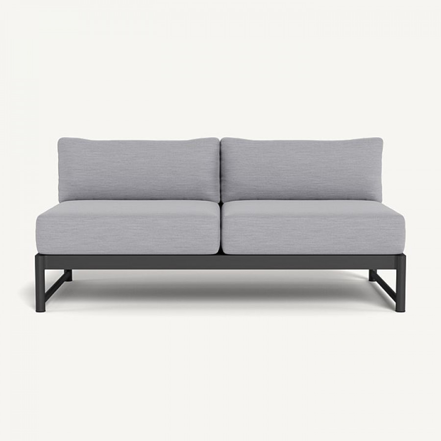 Harbour Breeze Xl Aluminum 2 Seat Armless Sofa - Aluminum Asteroid / Panama Cloud