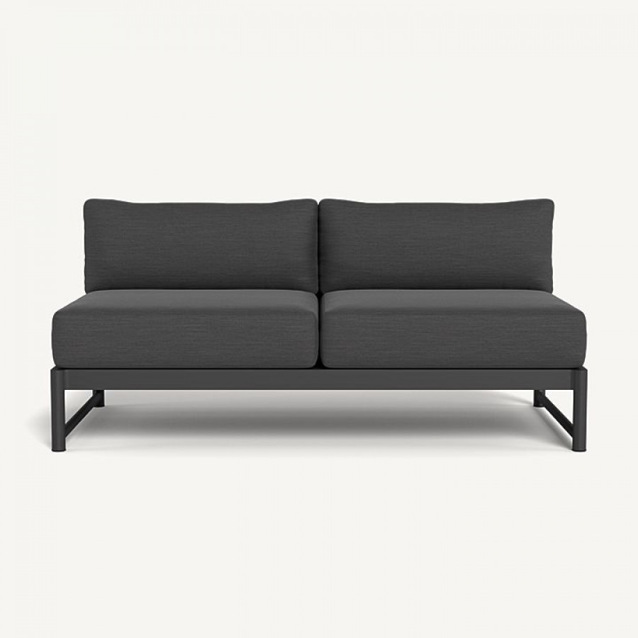 Harbour Breeze Xl Aluminum 2 Seat Armless Sofa - Aluminum Asteroid / Panama Grafito