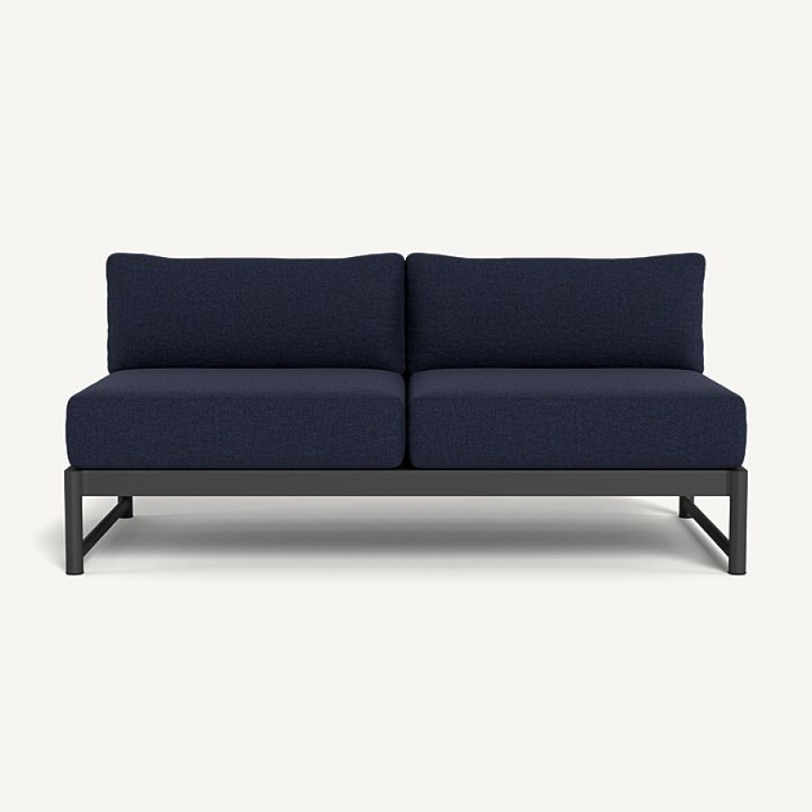 Harbour Breeze Xl Aluminum 2 Seat Armless Sofa - Aluminum Asteroid / Siesta Indigo