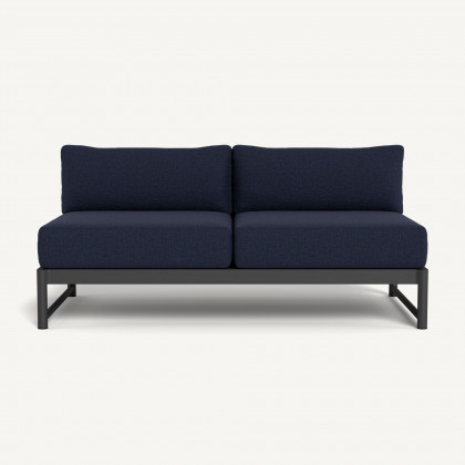 Harbour Breeze Xl Aluminum 2 Seat Armless Sofa - Aluminum Asteroid / Siesta Indigo