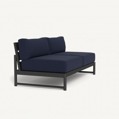 Harbour Breeze Xl Aluminum 2 Seat Armless Sofa - Aluminum Asteroid / Siesta Indigo
