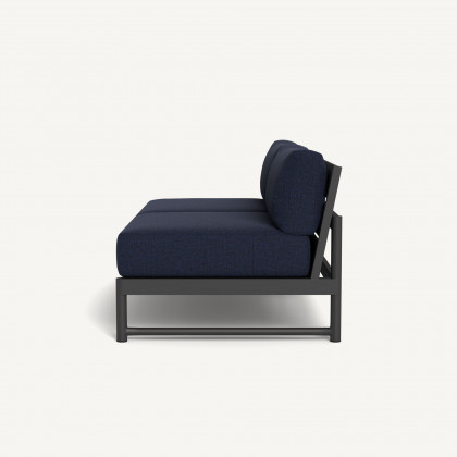 Harbour Breeze Xl Aluminum 2 Seat Armless Sofa - Aluminum Asteroid / Siesta Indigo
