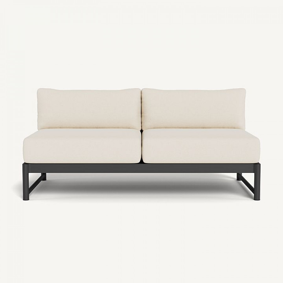 Harbour Breeze Xl Aluminum 2 Seat Armless Sofa - Aluminum Asteroid / Siesta Ivory