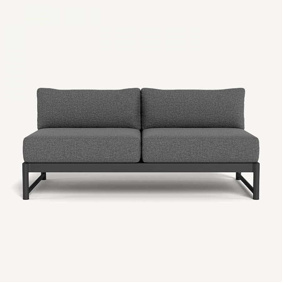 Harbour Breeze Xl Aluminum 2 Seat Armless Sofa - Aluminum Asteroid / Siesta Slate