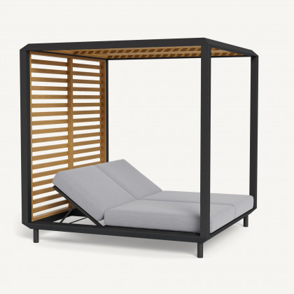 Harbour Breeze Xl Aluminum Cabana - Aluminum Asteroid / Panama Cloud / Teak Natural