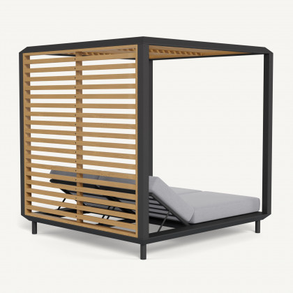 Harbour Breeze Xl Aluminum Cabana - Aluminum Asteroid / Panama Cloud / Teak Natural