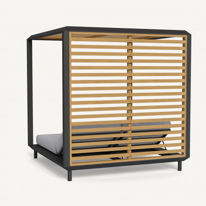 Harbour Breeze Xl Aluminum Cabana - Aluminum Asteroid / Panama Cloud / Teak Natural
