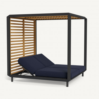 Harbour Breeze Xl Aluminum Cabana - Aluminum Asteroid / Siesta Indigo / Teak Natural