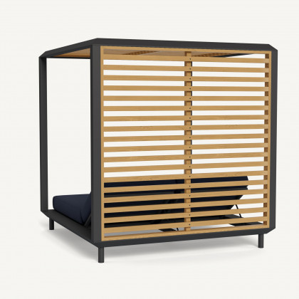Harbour Breeze Xl Aluminum Cabana - Aluminum Asteroid / Siesta Indigo / Teak Natural