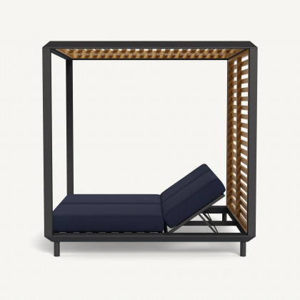 Harbour Breeze Xl Aluminum Cabana - Aluminum Asteroid / Siesta Indigo / Teak Natural