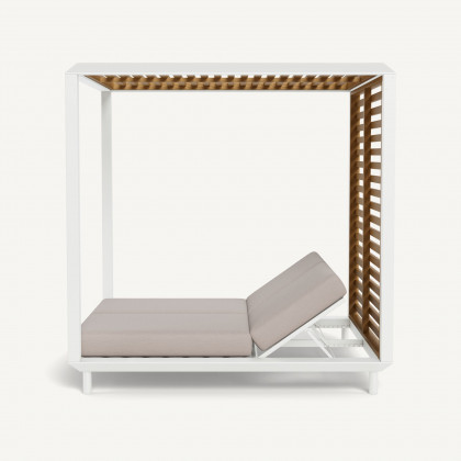 Harbour Breeze Xl Aluminum Cabana - Aluminum White / Panama Marble / Teak Natural