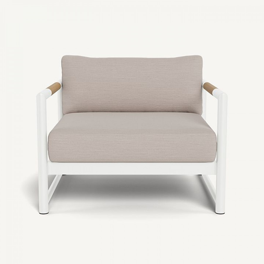 Harbour Breeze Xl Aluminum Lounge Chair - Aluminum White / Panama Marble