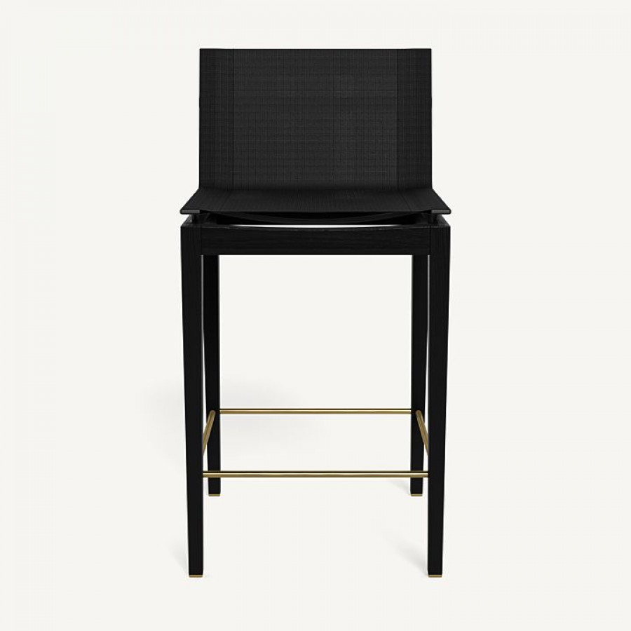 Harbour Byron Teak Counter Stool - Teak Charcoal / Batyline Black