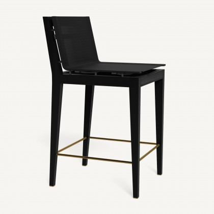 Harbour Byron Teak Counter Stool - Teak Charcoal / Batyline Black