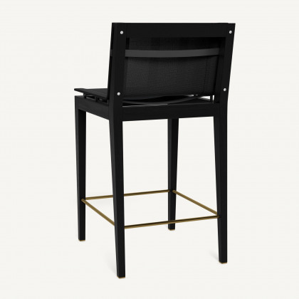 Harbour Byron Teak Counter Stool - Teak Charcoal / Batyline Black