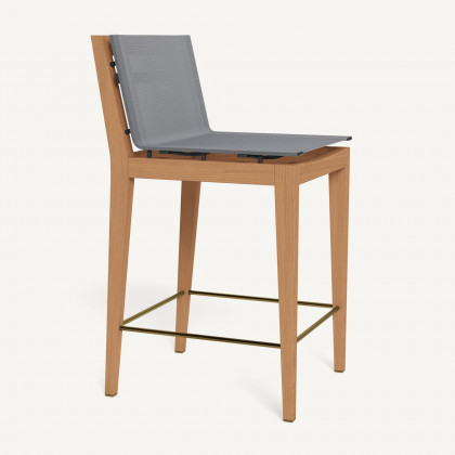 Harbour Byron Teak Counter Stool - Teak Natural / Batyline Silver