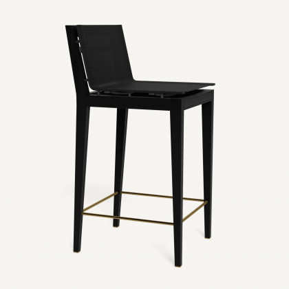 Harbour Byron Teak Bar Stool - Teak Charcoal / Batyline Black