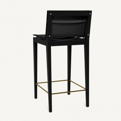 Harbour Byron Teak Bar Stool - Teak Charcoal / Batyline Black