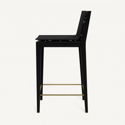 Harbour Byron Teak Bar Stool - Teak Charcoal / Batyline Black