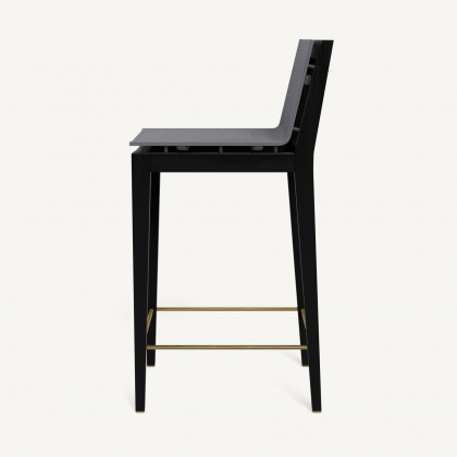 Harbour Byron Teak Bar Stool - Teak Charcoal / Batyline Silver