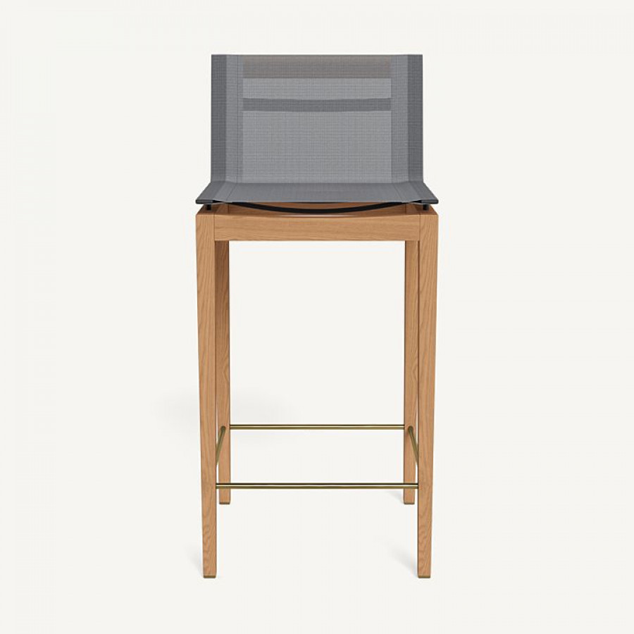 Harbour Byron Teak Bar Stool - Teak Natural / Batyline Silver