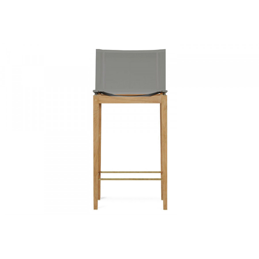 Harbour Byron Bar Stool - Teak Natural, Batyline Silver