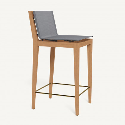 Harbour Byron Teak Bar Stool - Teak Natural / Batyline Silver