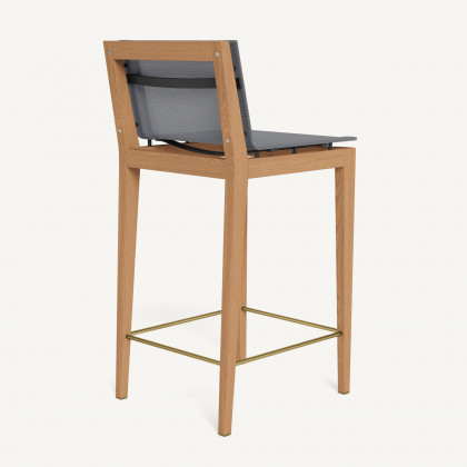 Harbour Byron Teak Bar Stool - Teak Natural / Batyline Silver