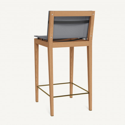 Harbour Byron Teak Bar Stool - Teak Natural / Batyline Silver