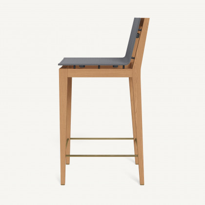 Harbour Byron Teak Bar Stool - Teak Natural / Batyline Silver