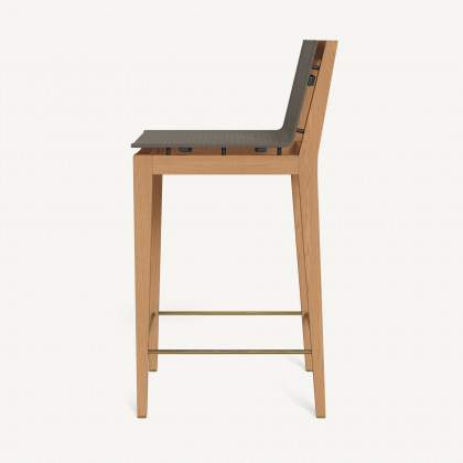 Harbour Byron Teak Bar Stool - Teak Natural / Batyline Taupe
